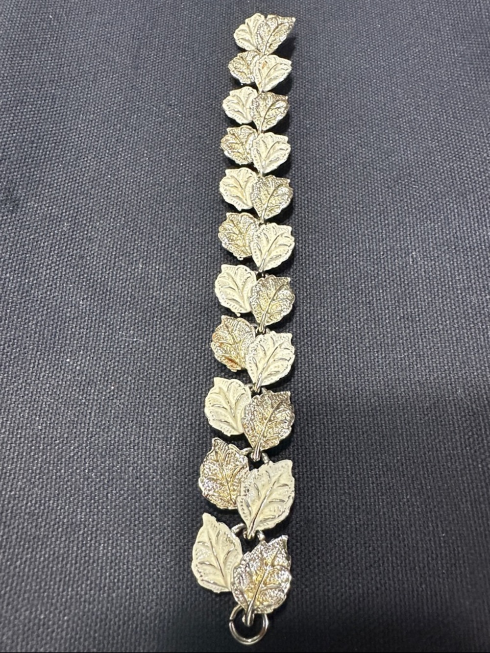 Vintage Gold and White Leaf Link Bracelet - Leaf Motif 1960’s